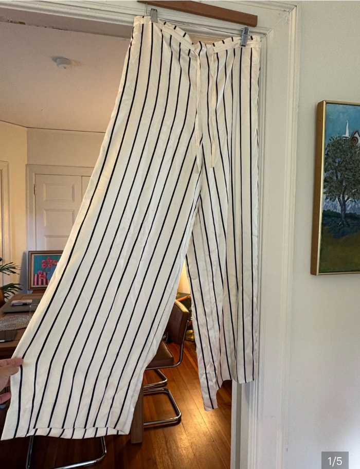 Escada — Striped Silk Wide-Leg Pants