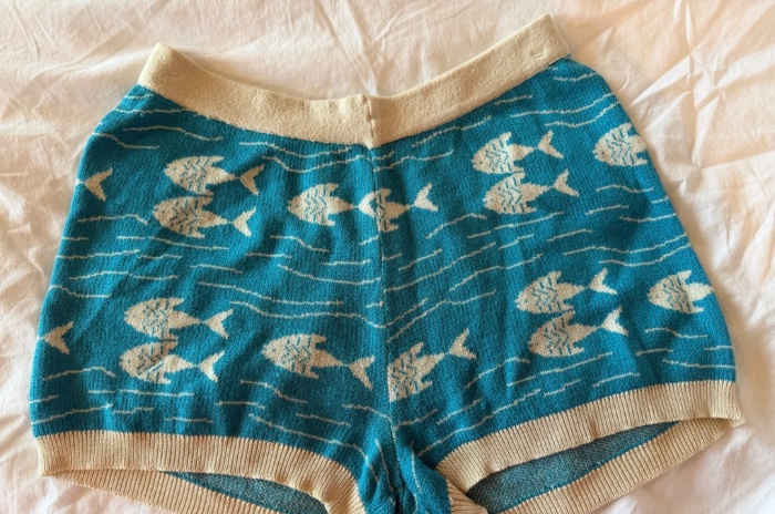 Happy Sheep — Silk & Cashmere Fish Knit Shorts