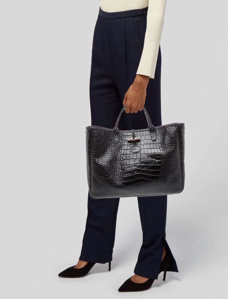 Longchamp — Embossed Leather Tote