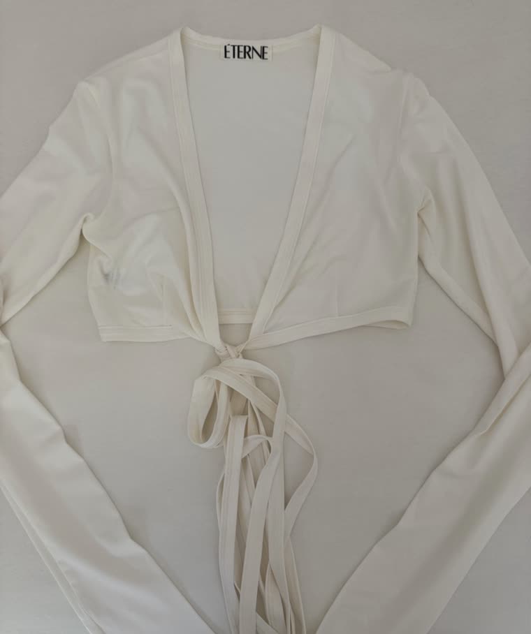 Éterne — Long Sleeve Wrap Top, Ivory