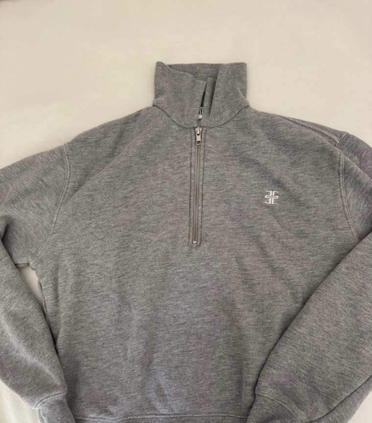 Éterne — Zip-Up Polo Sweatshirt, Heather Grey