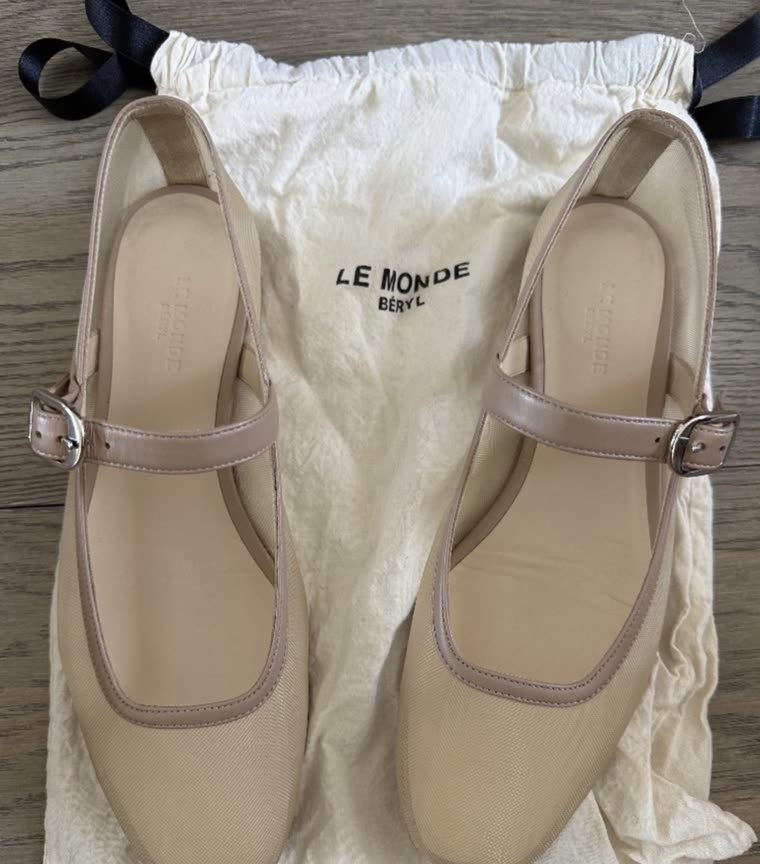 Le Monde Béryl — Mesh Mary Jane, Fawn — with dust bag