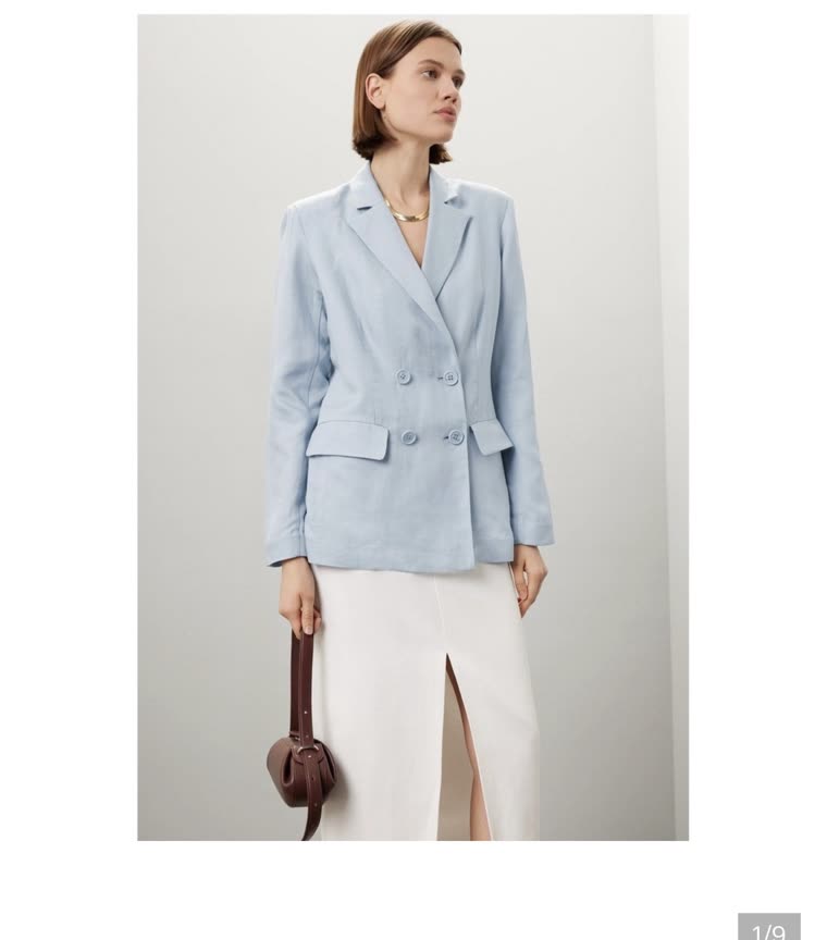 Rosetta Getty — Double-Breasted Blue Linen Blazer